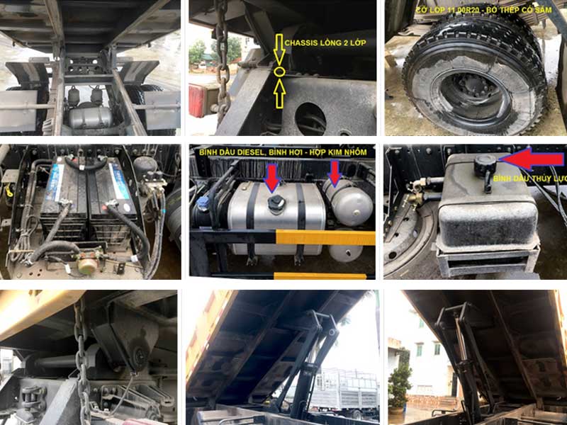 Đánh giá hệ thống treo, khung gầm sắt xi Xe ben 8 tấn Dongfeng Hoàng Huy YC180 - Cầu 13 tấn